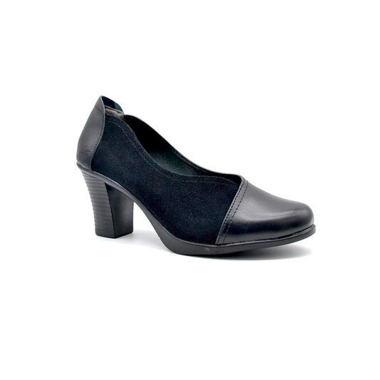 شوبوكس، حذاء كعب طبي، كعب 7 سم، جلد طبيعي، موديل 21، أسود